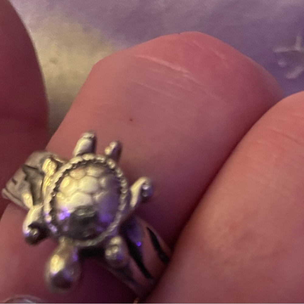 Sterling Silver Turtle Ring Size 7
